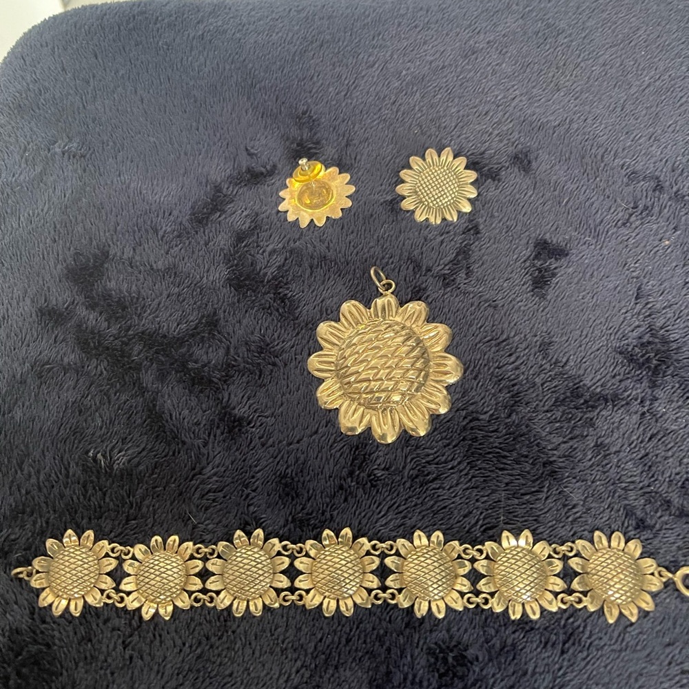 Sterling Silver 925 Sunflower Jewelry Set